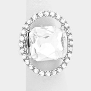 Pave Trim Crystal Stretch Ring